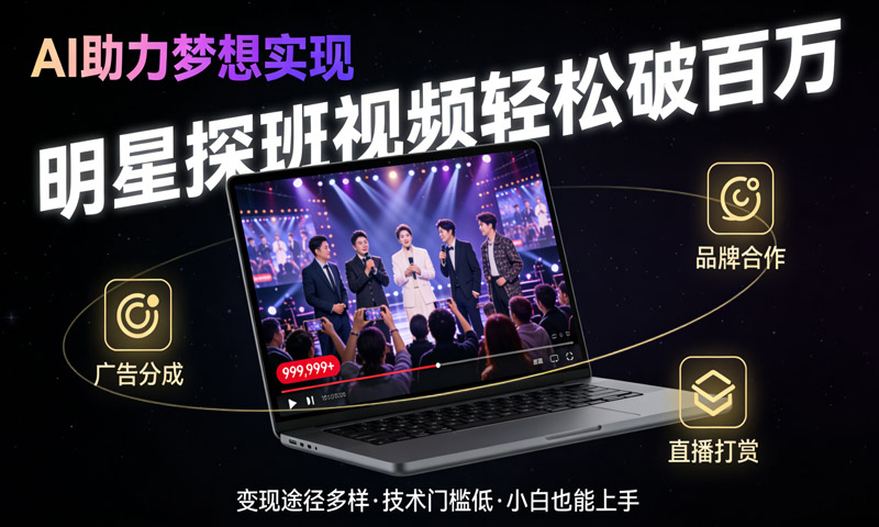 AI助力梦想实现，明星探班视频轻松破百万，变现途径多样，技术门槛低，小白也能上手