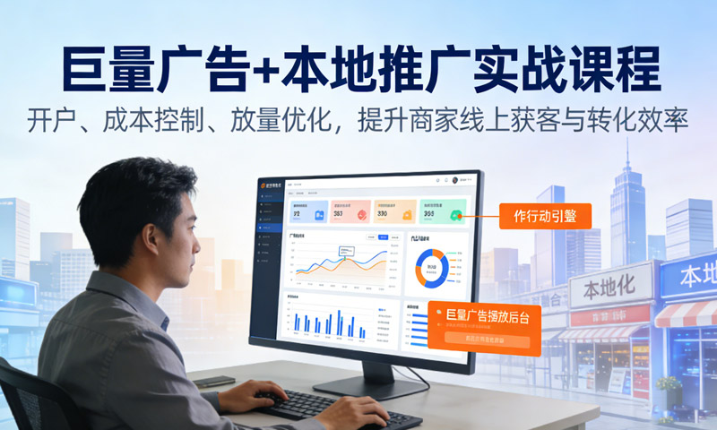 【免费分享】巨量广告+本地推广实战课程：开户、成本控制、放量优化，提升商家线上获客与转化效率