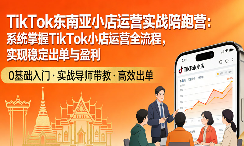 TikTok东南亚小店运营实战陪跑营：系统掌握TikTok小店运营全流程，实现稳定出单与盈利
