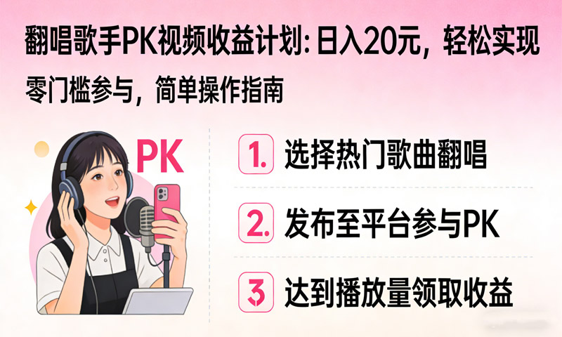 翻唱歌手PK视频收益计划：日入20元，轻松实现