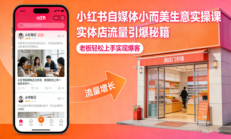 【免费分享】小红书自媒体小而美生意实操课，实体店流量引爆秘籍，老板轻松上手实现爆客