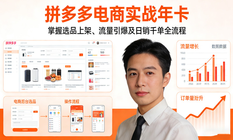 拼多多电商实战年卡：掌握选品上架、流量引爆及日销千单全流程